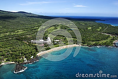 Beachfront hotel in Maui Stock Photo