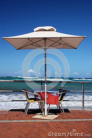 Beachfront Table Stock Photo