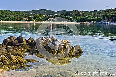 Beachscape at Aegean sea, Destenika beach, Sithonia Stock Photo