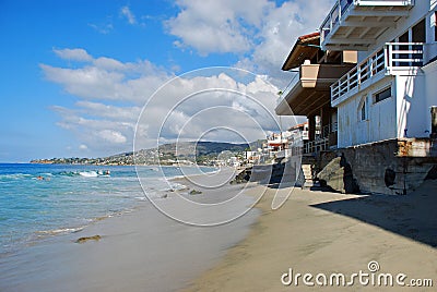Beachside homes on Brooks Street Beach in South Laguna Beach, California. Stock Photo