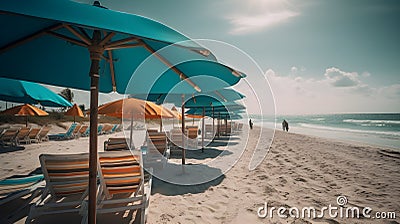 Beachside romance, sandy beach, whimsical clouds, and love in the air Stock Photo