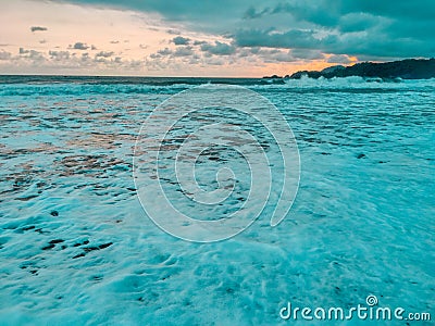 beachside views, waves sweeping the beach, the afternoon by the beach Stock Photo