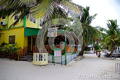 Beachside Wild Mango's restaurant in San Pedro, Ambergris Caye, Belize Editorial Stock Photo