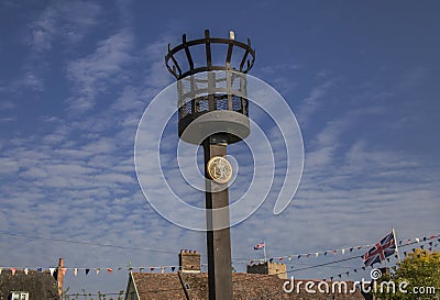 A beacon in an English village to celebrate the Queen`s Platinum Jubilee Editorial Stock Photo