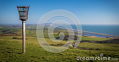 Beacon on a hill overlooking Abbotsbury Priory Stock Photo