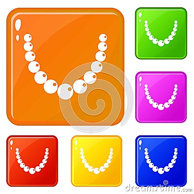 Bead icons set vector color Vector Illustration