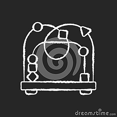 Bead maze toy chalk white icon on black background Vector Illustration