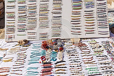 Beaded bracelets in a market in Luxor Stock Photo