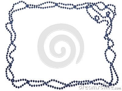 Beaded frame on Mardi Gras blue on white background Stock Photo