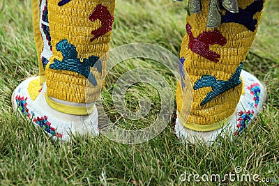 Beaded Moccasins - Powwow Editorial Stock Photo