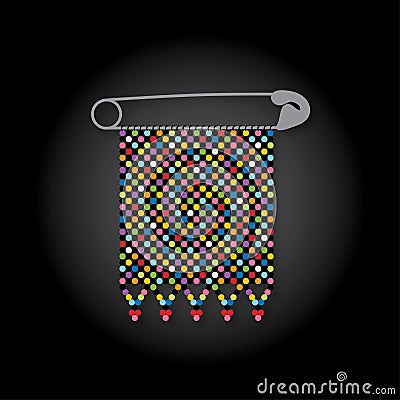 Beaded zulu love letter detail with safety pin vector illustration Vector Illustration