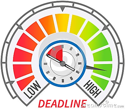 Beadline for completing task or work, specific point in time by which goal or task must be achieved Vector Illustration