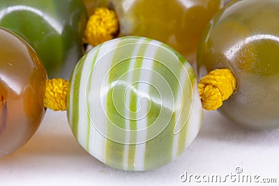 The beads are agate with original bands Stock Photo