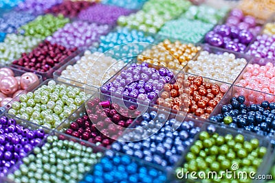 Beads in boxes Stock Photo