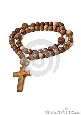 Beads isolated over white with focus on christ Stock Photo
