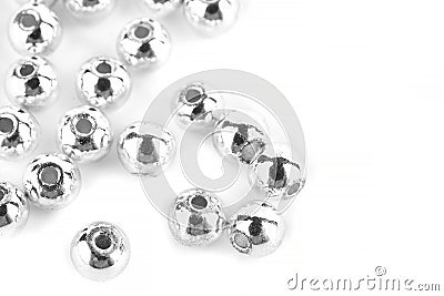 Beads made of natural hematite on a white background are isolated Stock Photo