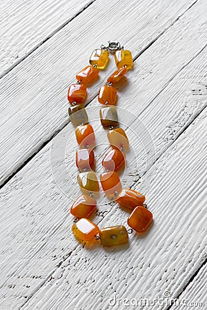 Beads from natural semiprecious stone agate Stock Photo