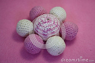 Beads on a pink background Stock Photo