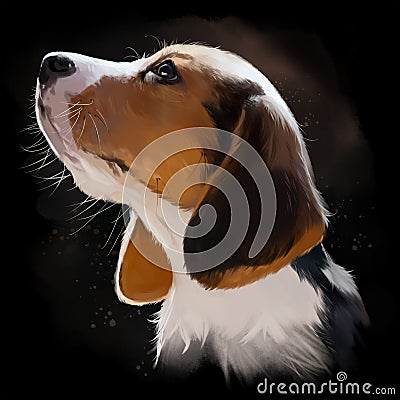 Beagle puppy portrait watercolor painting Stock Photo