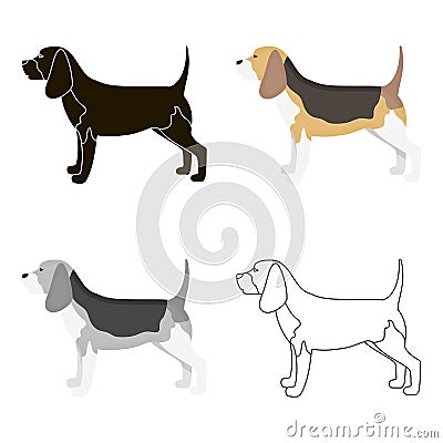 Beagle vector icon in cartoon style for web Vector Illustration