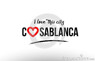 casablanca city name love heart visit tourism logo icon design Vector Illustration