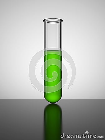 Beaker with green liquid. Test tube. Stock Photo