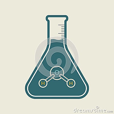 Beaker Icon with water Vector Illustration