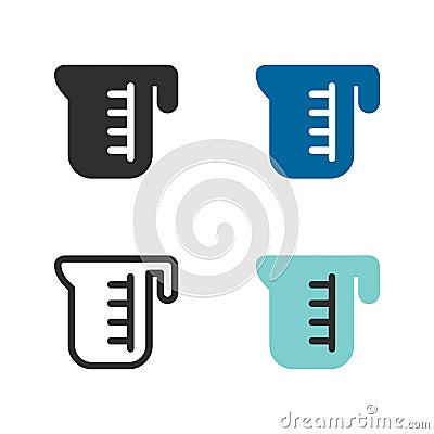 Beaker, liquid volume and measurement cylindrical container Vector Illustration