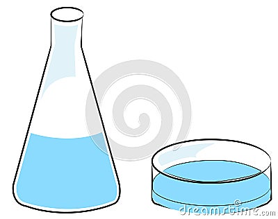 Beaker and petri dish Vector Illustration