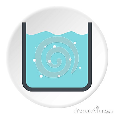 Beaker with pure blue water icon circle Vector Illustration