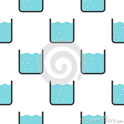 Beaker with pure blue water pattern seamless Vector Illustration