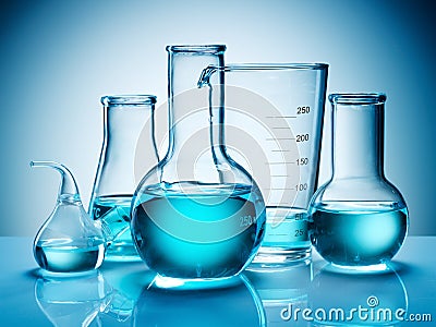 Beakers and flasks Stock Photo