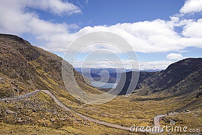 The view from the Bealach Na Ba mountain pass in the Scottish highlands Stock Photo