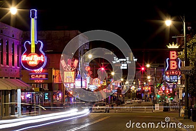 Beale Streetin Downtown Memphis, Tennessee Editorial Stock Photo