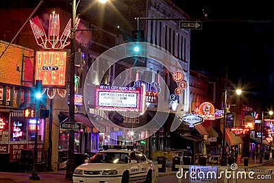 Beale Streetin Downtown Memphis, Tennessee Editorial Stock Photo