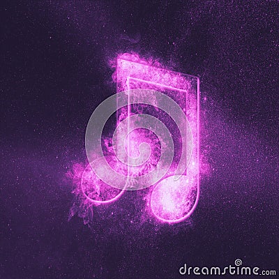 Beamed Eight music note symbol. Abstract night sky background Stock Photo