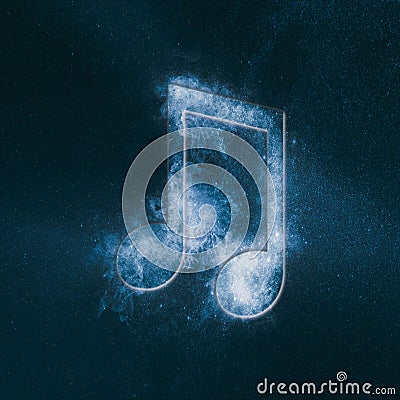 Beamed Eight music note symbol. Abstract night sky background Stock Photo