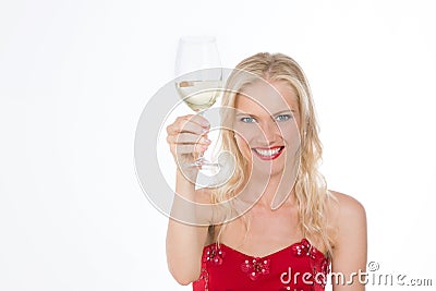 Beaming nordic girl having a toast Stock Photo