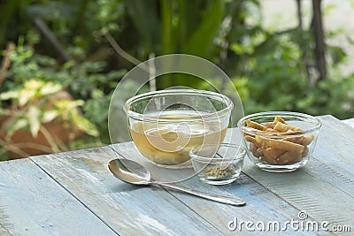 Bean junket / soft bean curd with sweet warm ginger syrup Stock Photo