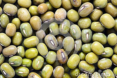 Bean mung agriculture green seeds closeup food texture background. Mung bean known as green gram, maash, moong, monggo Stock Photo