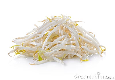 Bean Sprouts on White Background Stock Photo