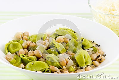 Bean and tortellini soup Stock Photo