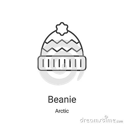 beanie icon vector from arctic collection. Thin line beanie outline icon vector illustration. Linear symbol for use on web and Vector Illustration