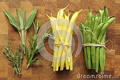 Beans and herbs Stock Photo