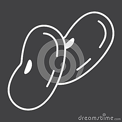 Beans line icon, vegetable and haricot Vector Illustration