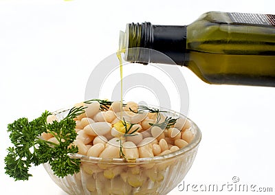 Beans salad with Olive Oil Stock Photo