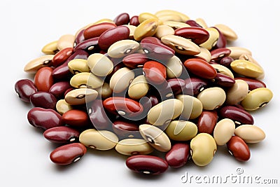 Beans stand out distinctly against a pure white background Stock Photo