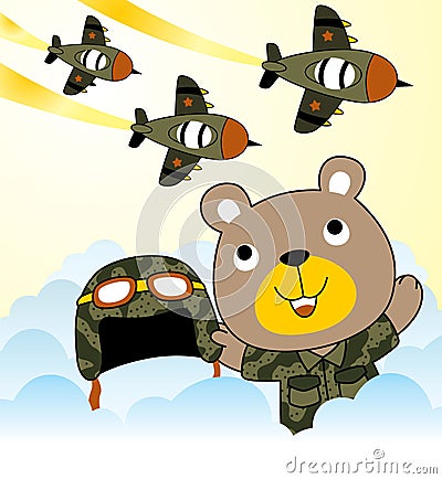 Bear the air force troops Vector Illustration