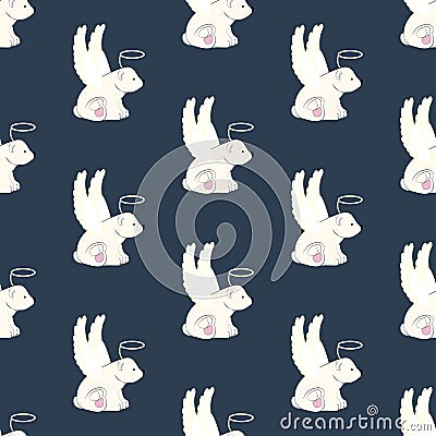 Bear in angel costume seamless pattern Vector Illustration