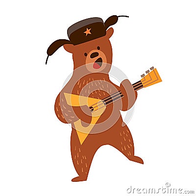 Bear with balalaika vector illustration. Russian tradicional symbol. T Vector Illustration